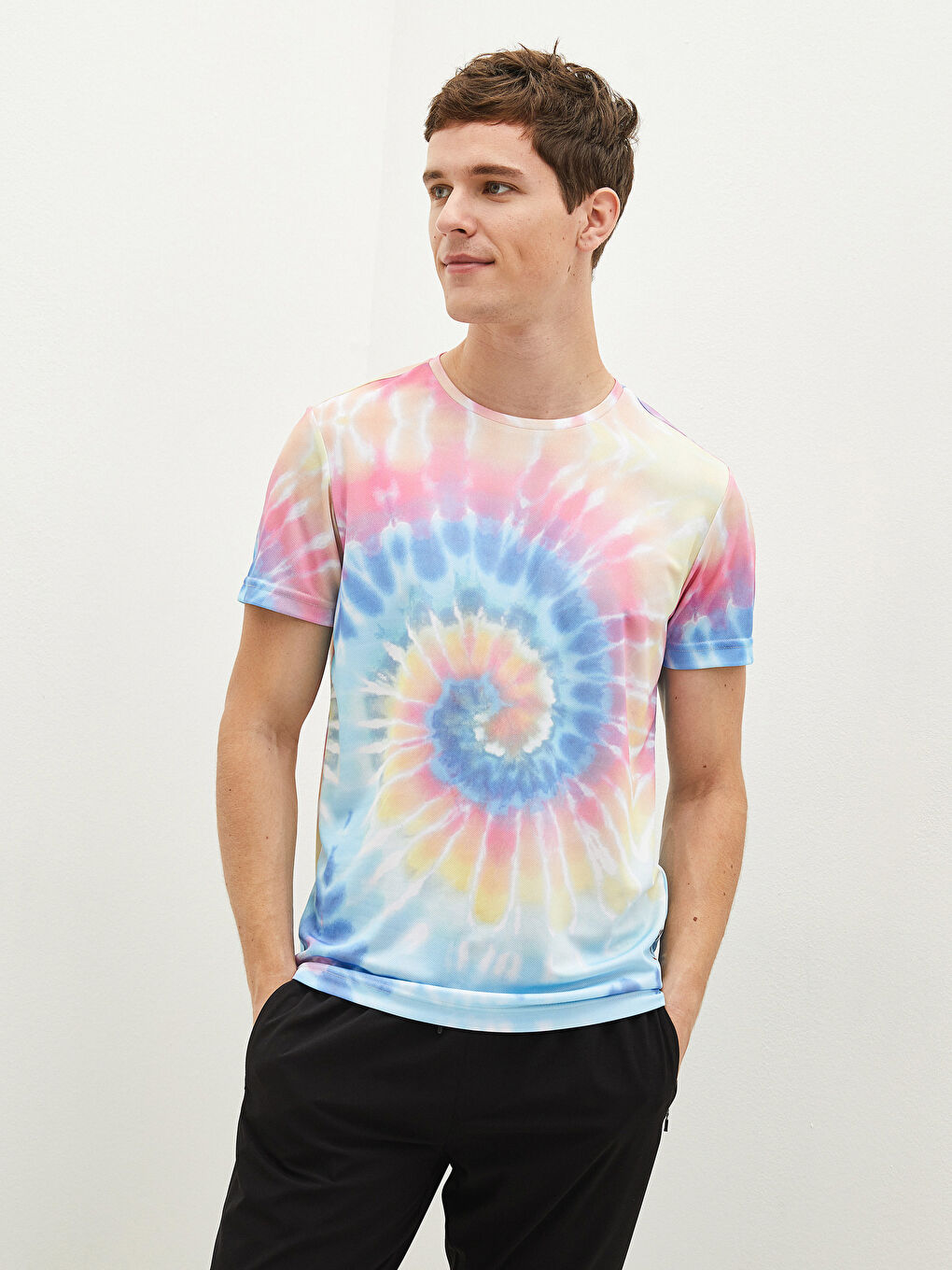 Turkuaz Bisiklet Yaka Kısa Kollu Baskılı Erkek Tişört-7