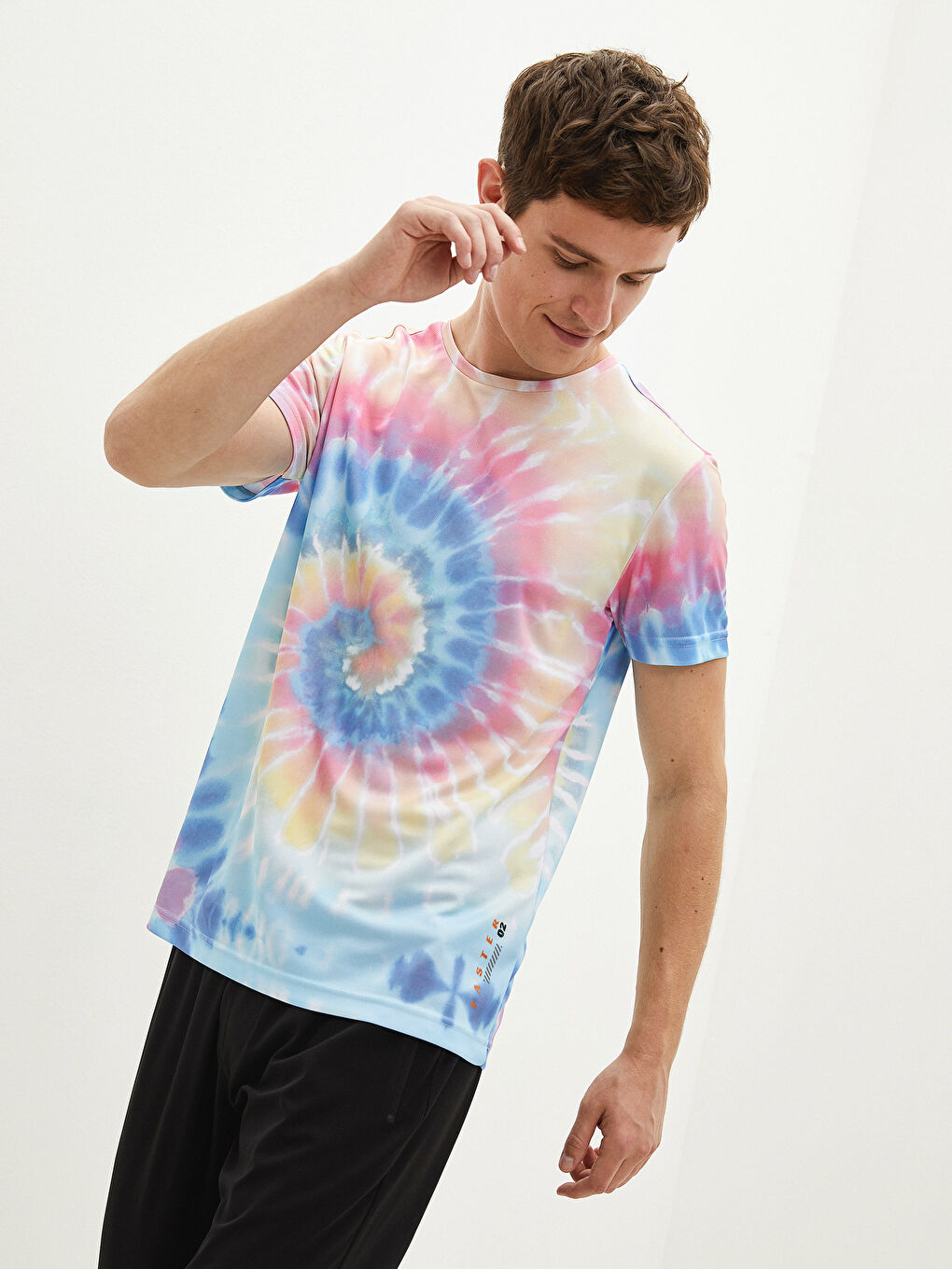 Turkuaz Bisiklet Yaka Kısa Kollu Baskılı Erkek Tişört-8