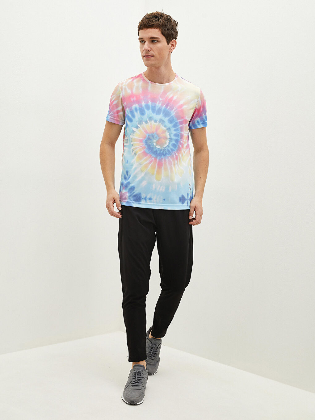 Turkuaz Bisiklet Yaka Kısa Kollu Baskılı Erkek Tişört-9