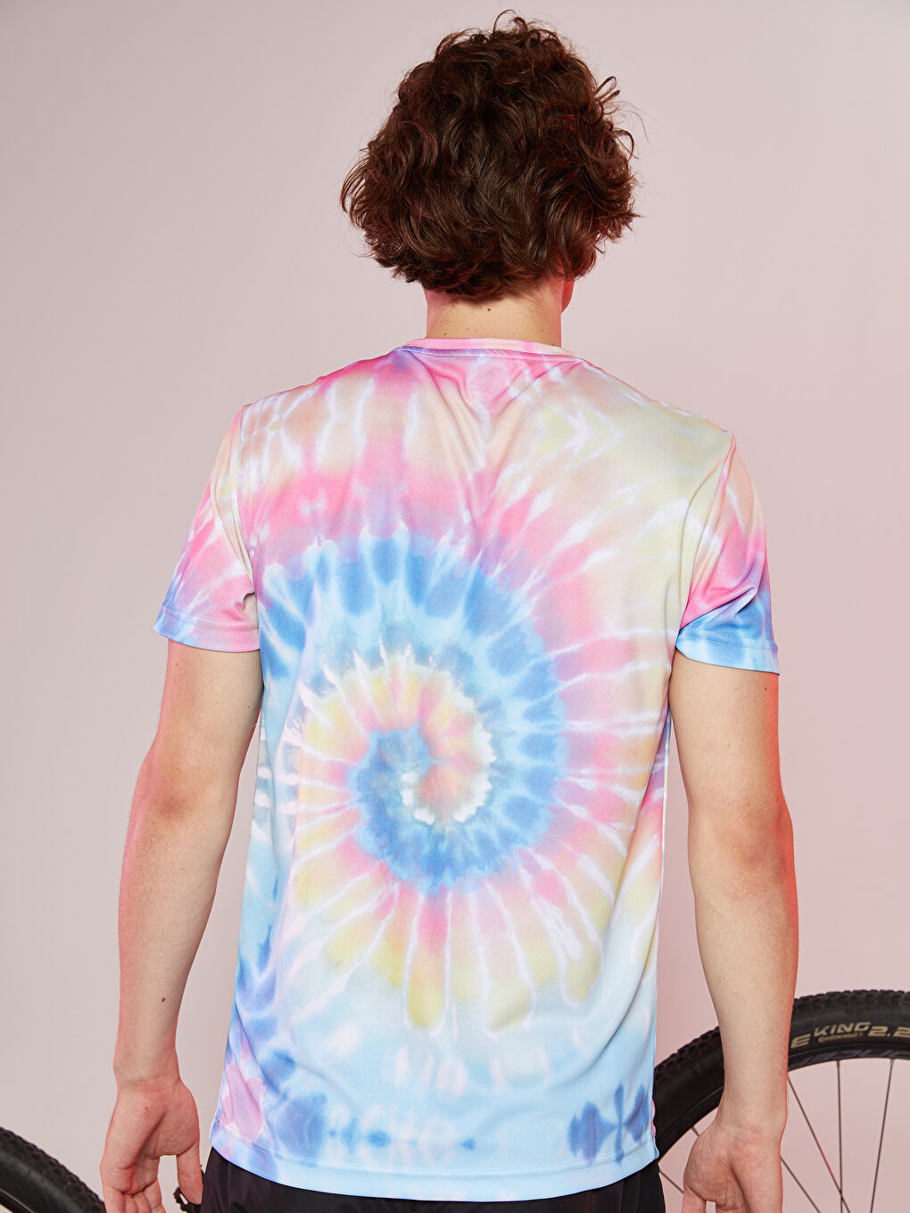 Turkuaz Bisiklet Yaka Kısa Kollu Baskılı Erkek Tişört-5