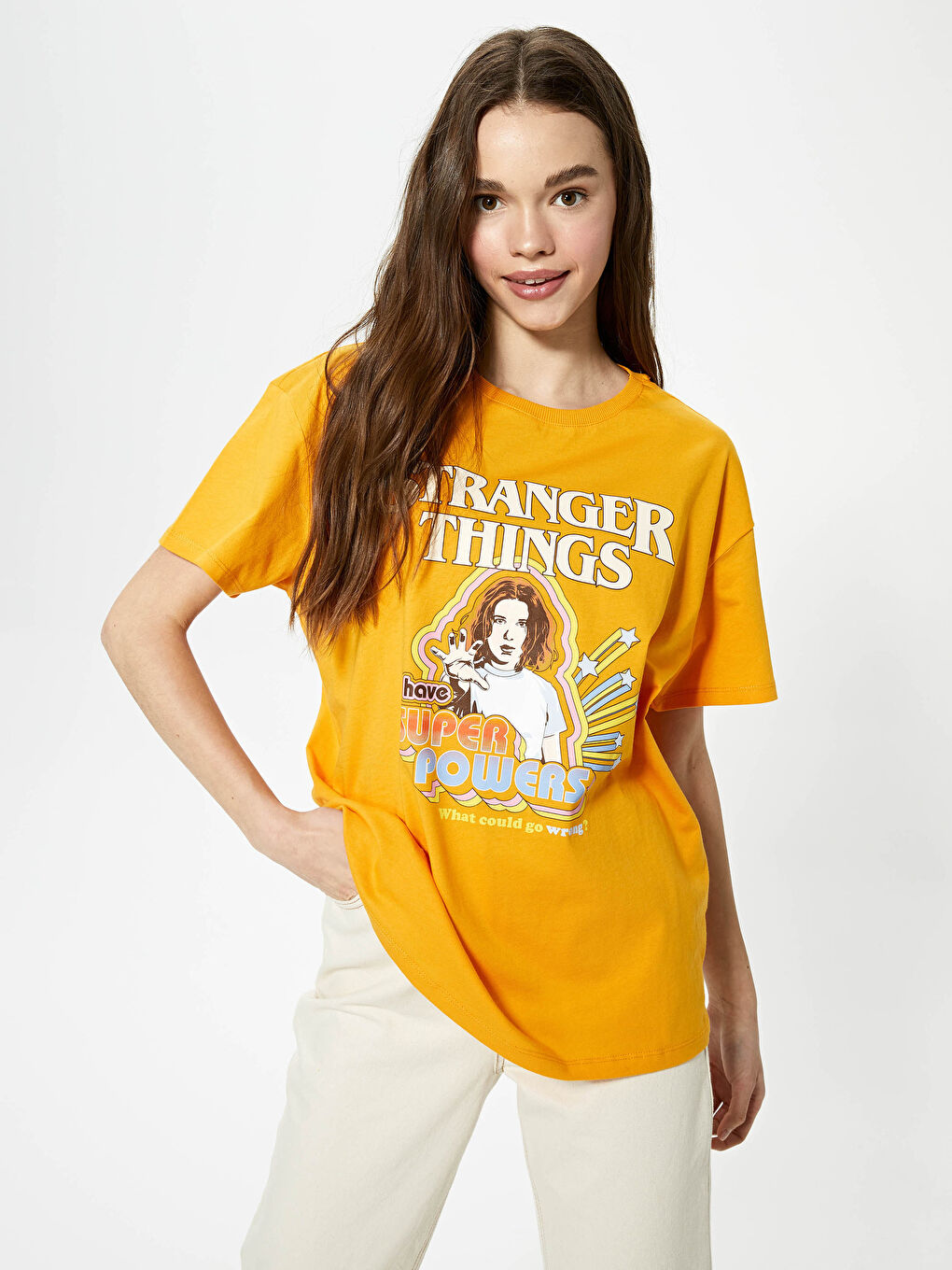 Crew Neck Stranger Things Printed Short Sleeve Cotton Women's T-Shirt-1