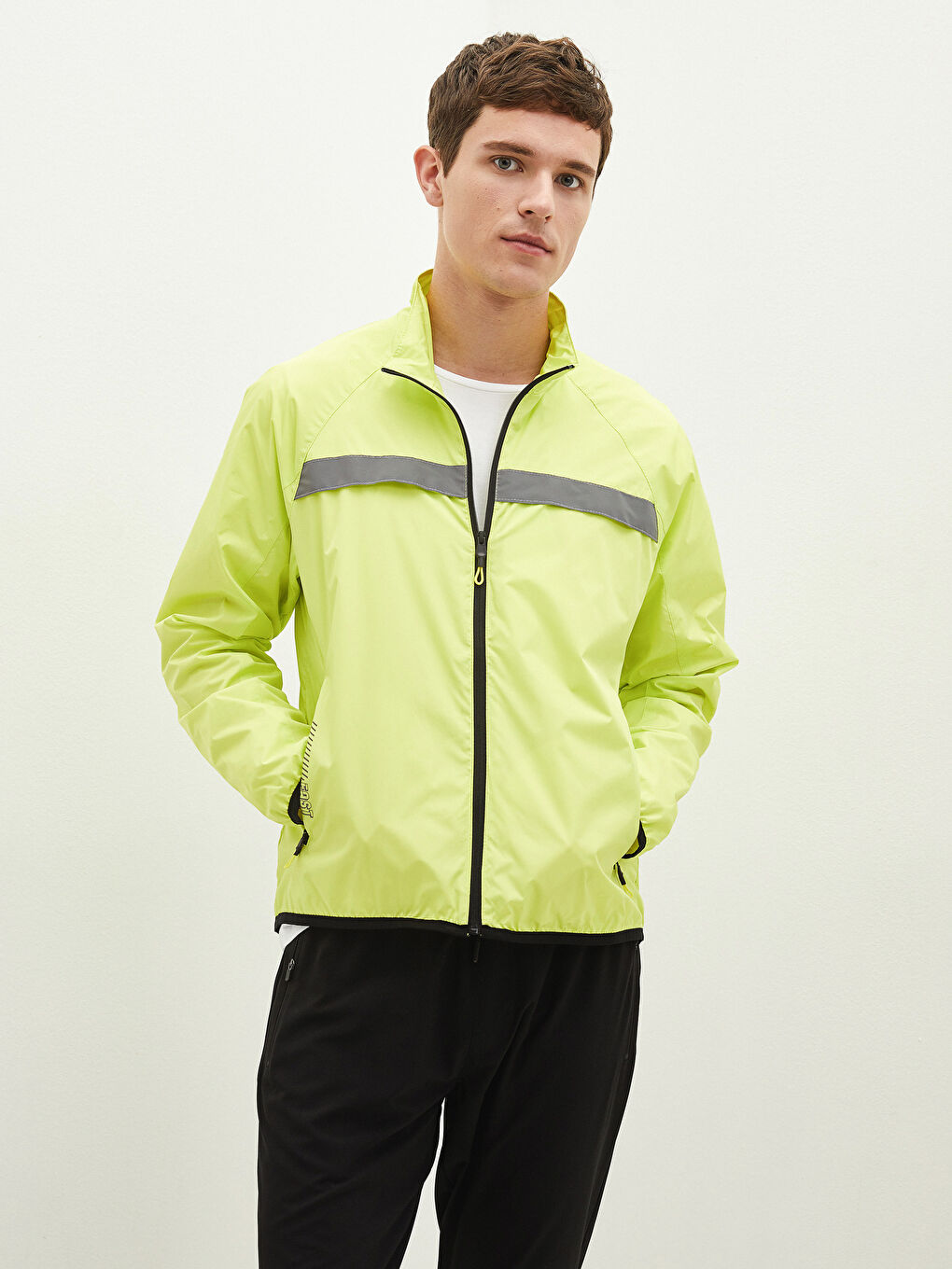 Yeşil Standart Kalıp Dik Yaka İnce Doğa Montu-1