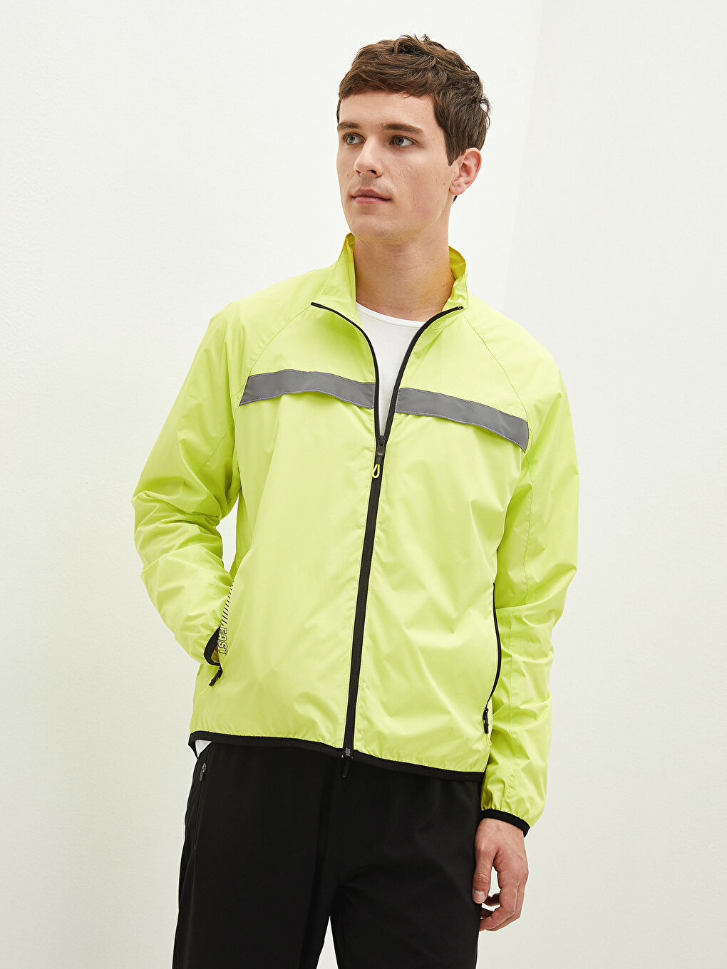 Yeşil Standart Kalıp Dik Yaka İnce Doğa Montu-6