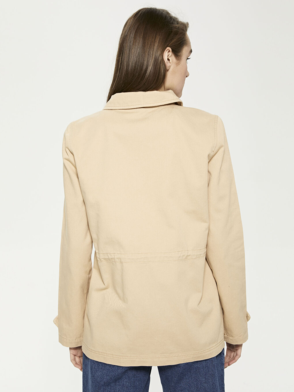 Shirt Collar Straight Long Sleeves Thin Women's Coat-4