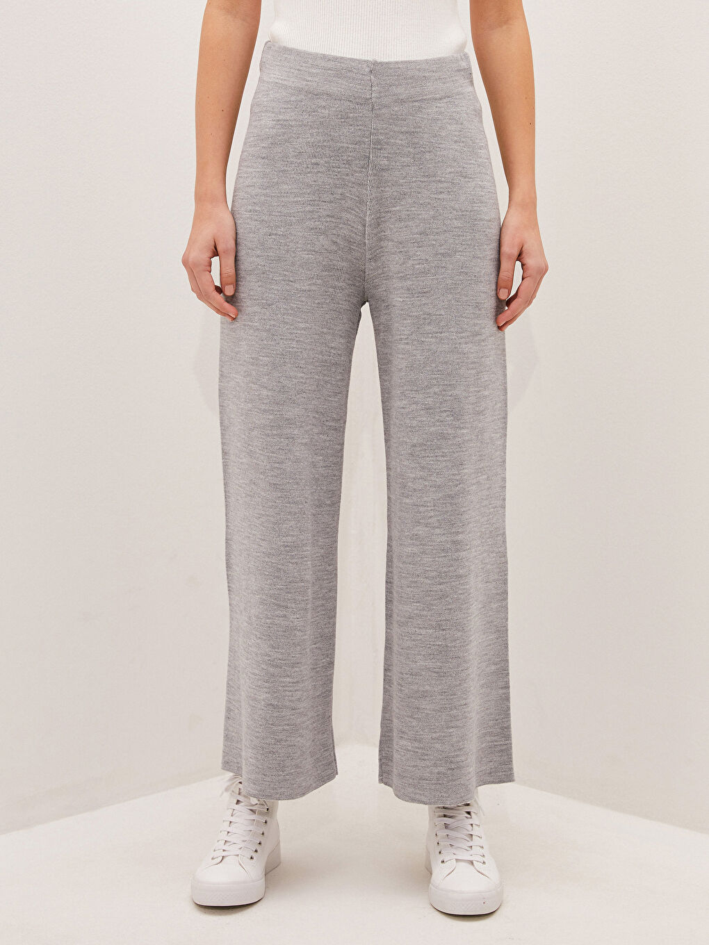 Elastic Waist Wide Leg Women's Trousers-2