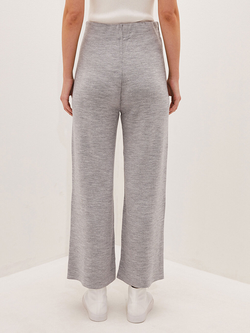 Elastic Waist Wide Leg Women's Trousers-3