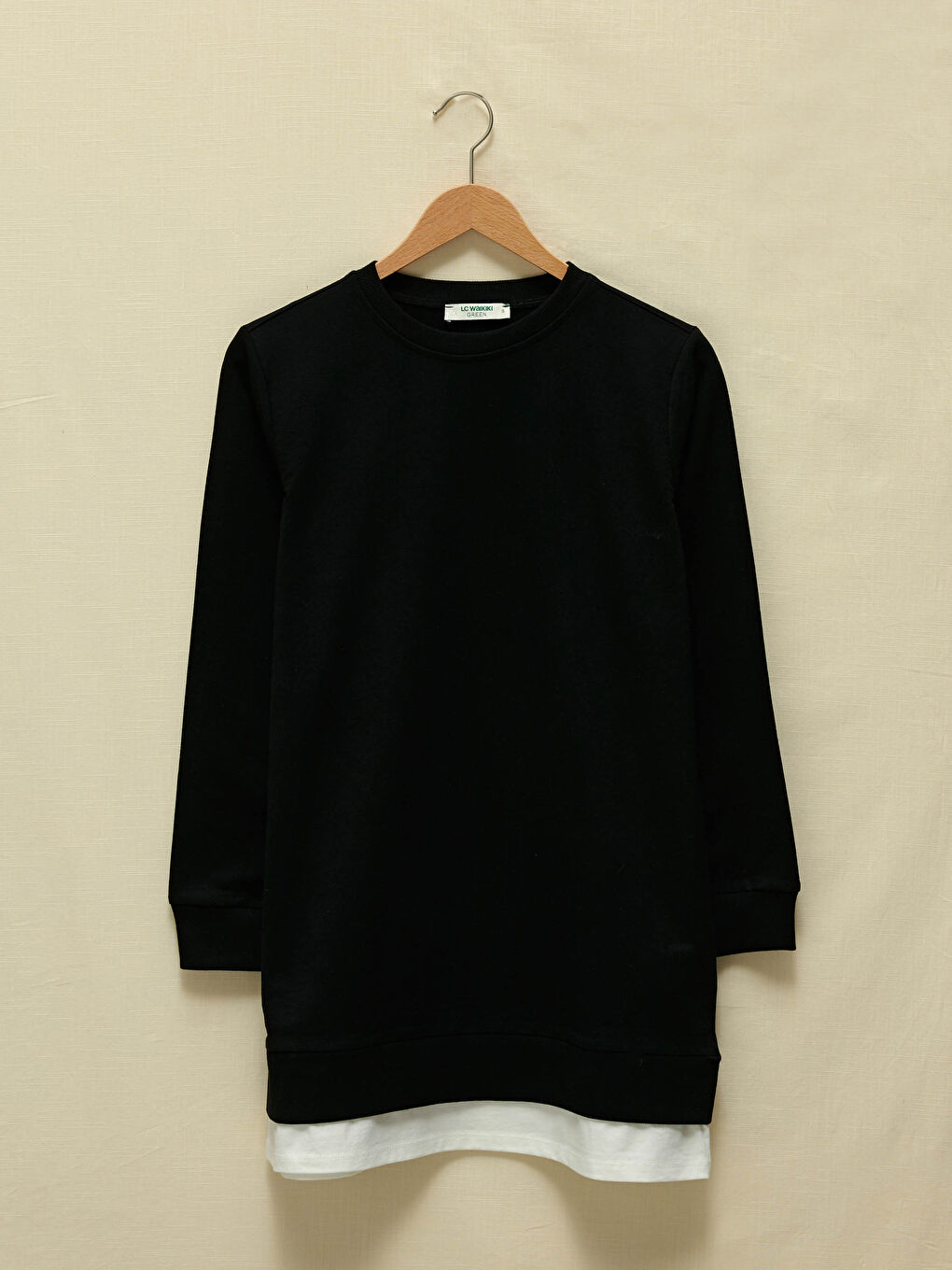 Crew Neck Plain Long Sleeve Women's Sweatshirt Tunic-5