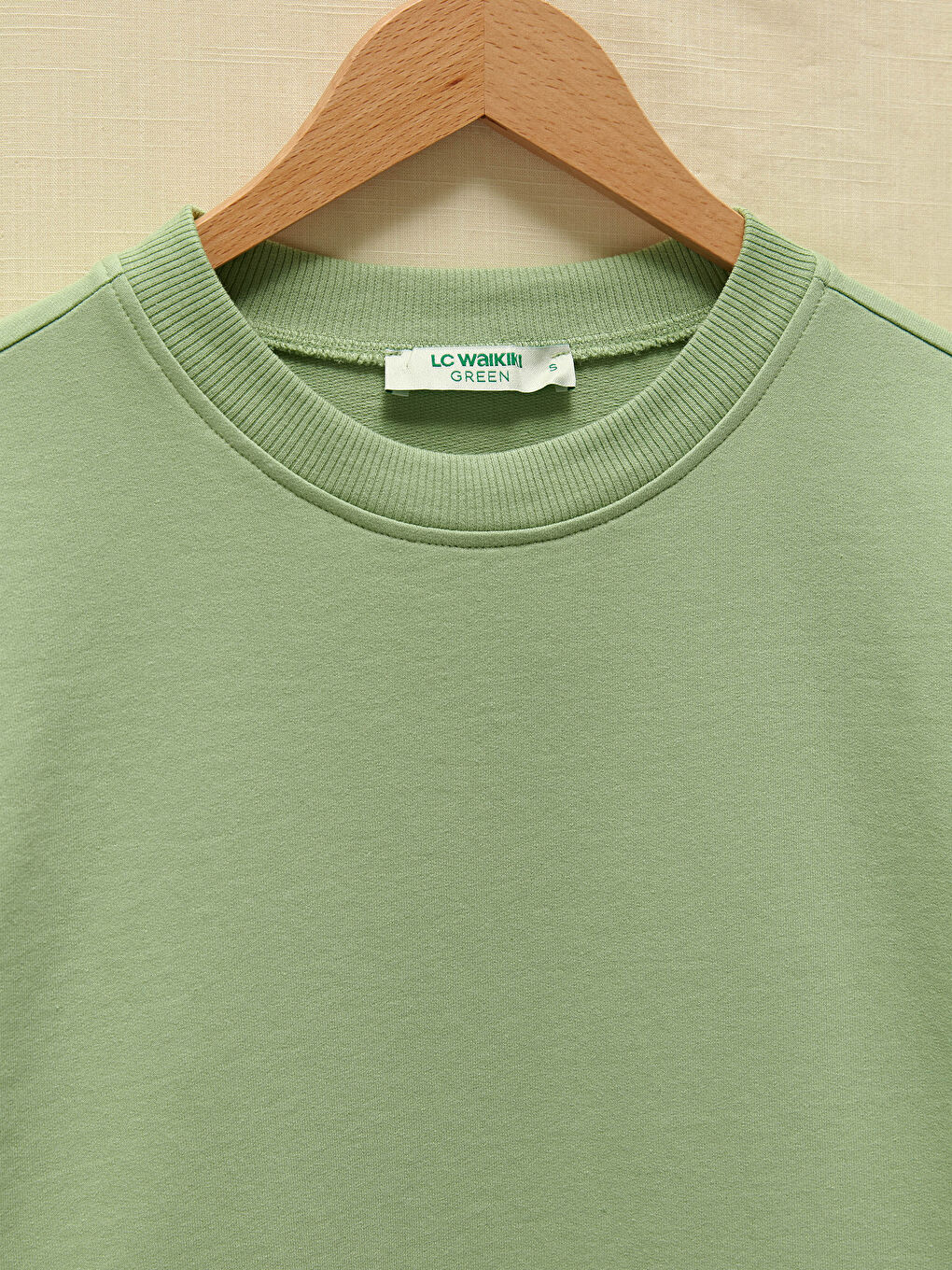 Yeşil Bisiklet Yaka Düz Uzun Kollu Kadın Sweatshirt Tunik-7