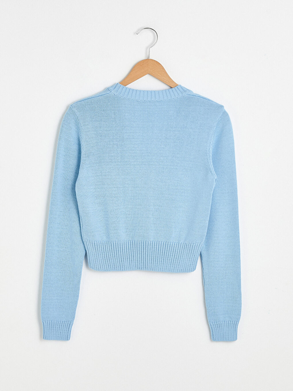 كارديجان تريكو بياقة على شكل حرف V بأزرار وكم طويل للسيدات-8