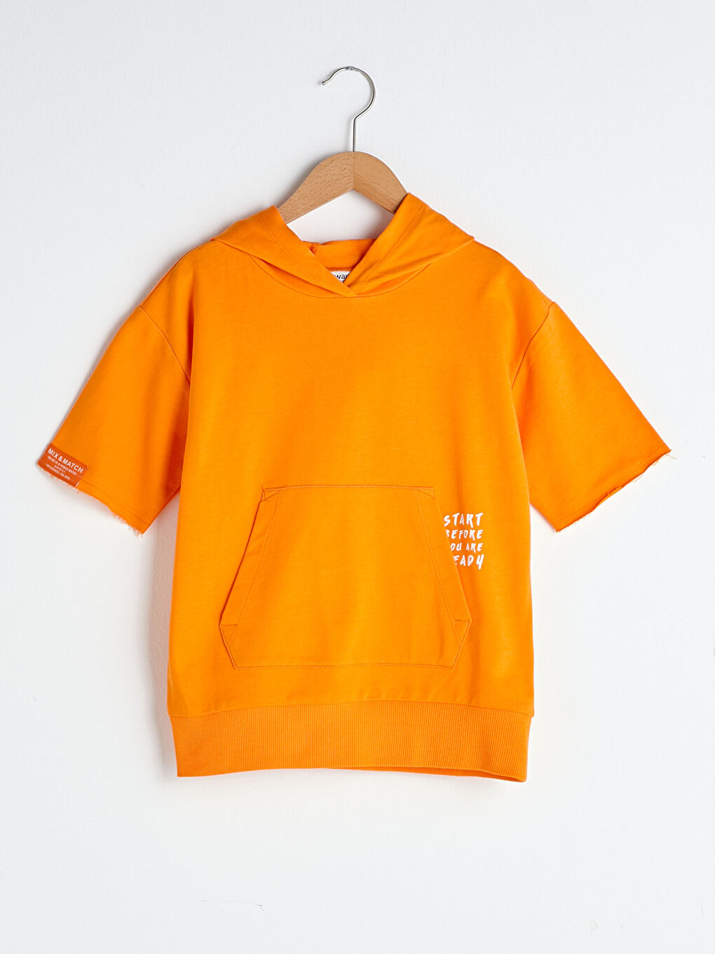 Sweat-Shirt Basique À Capuche Et Manches Courtes Pour Fille