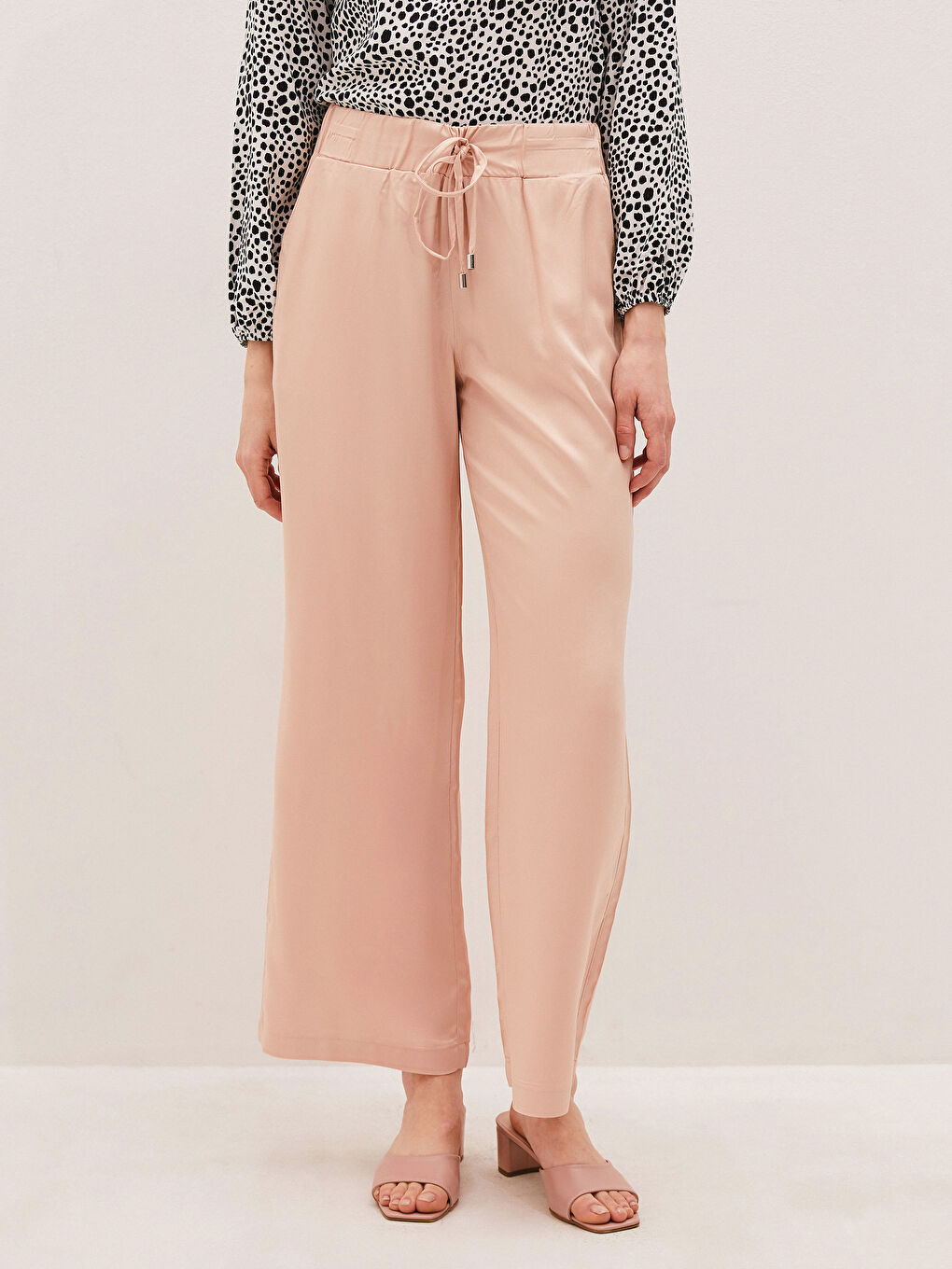 ელასტიური წელის ჯიბეებიანი თავისუფალი Belmando-ს ქსოვილის ქალებისთვის შარვალი-3