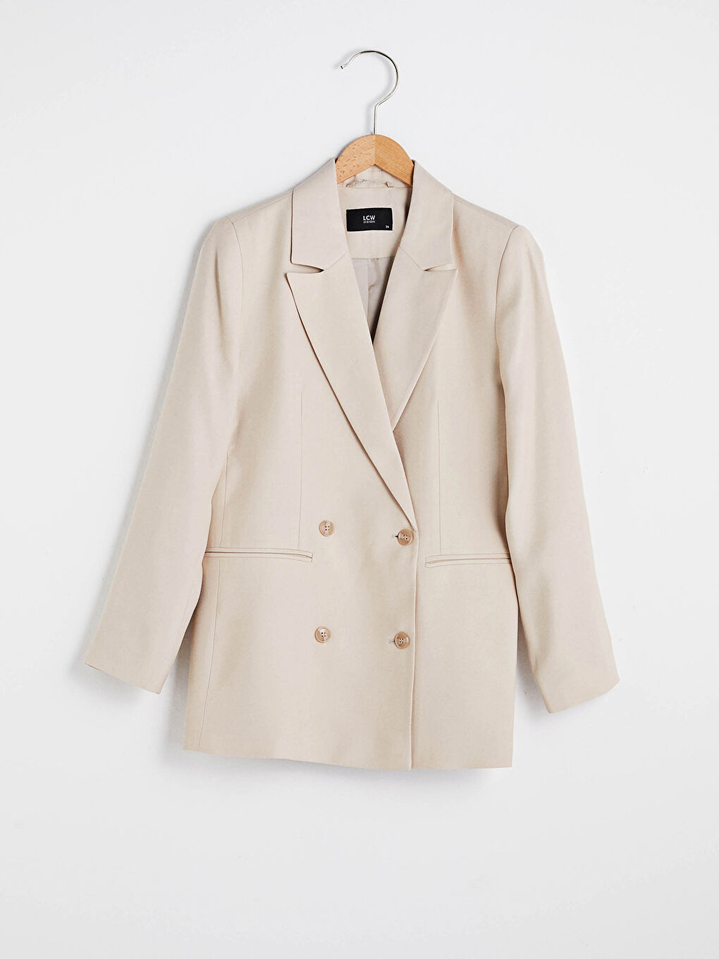 Button Detailed Woven Blazer Jacket-14