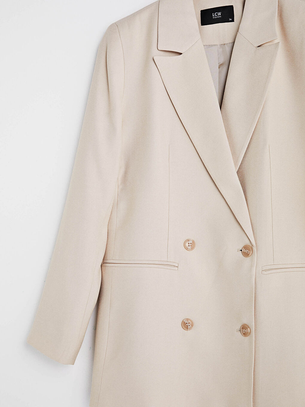 Button Detailed Woven Blazer Jacket-16