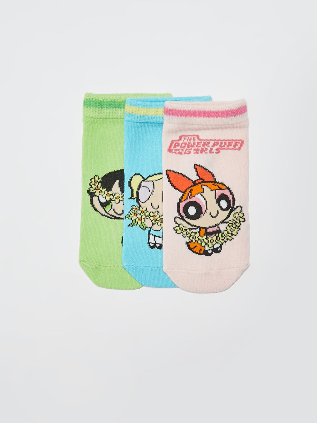 Powerpuff Girls Patterned Girl's Booties Socks 3-piece