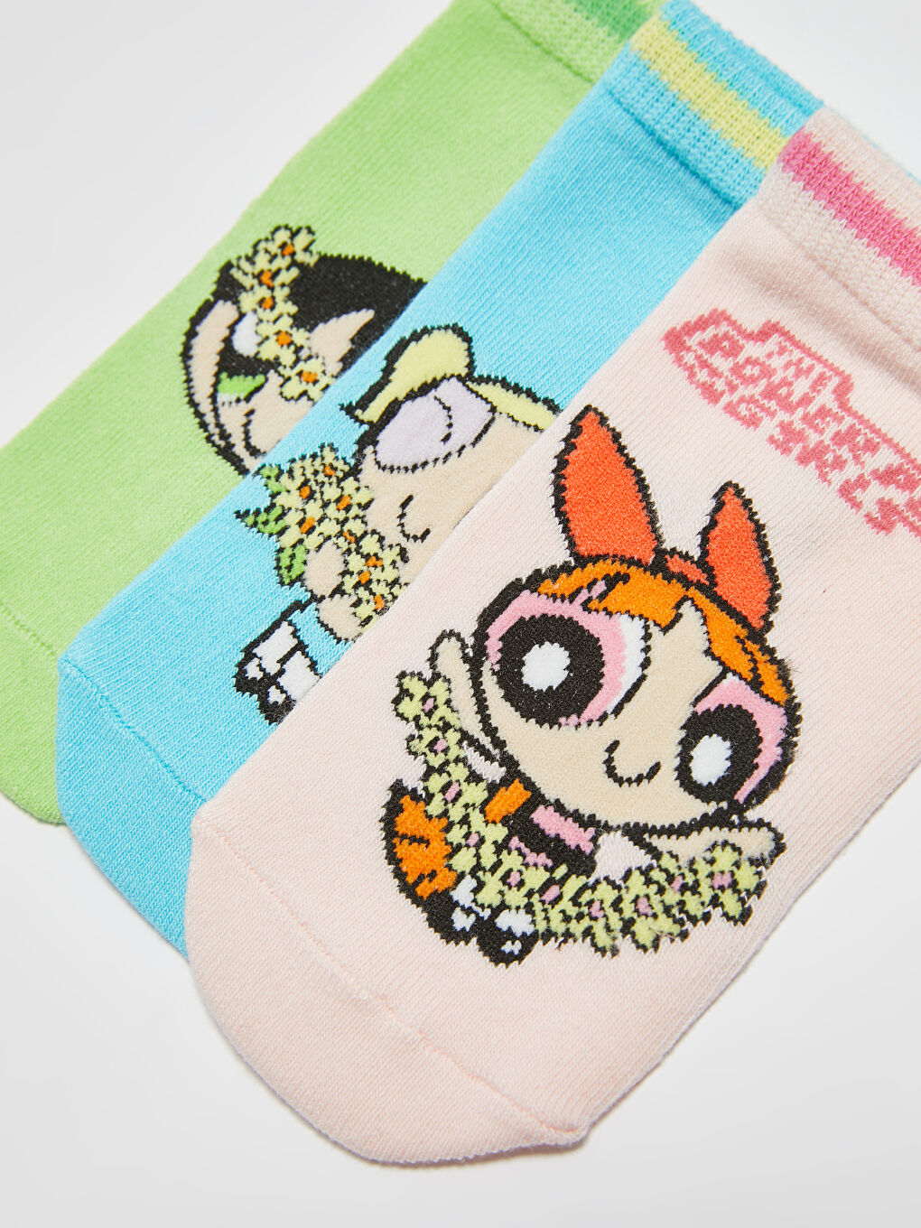 Powerpuff Girls Patterned Girl's Booties Socks 3-piece-2