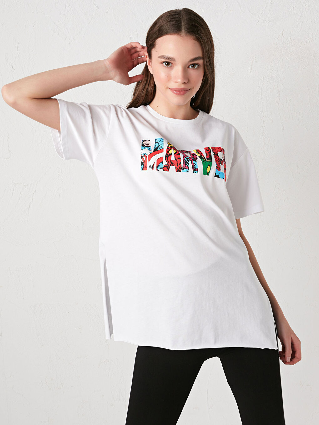 Crew Neck Marvel Printed Short Sleeve Cotton Women's T-Shirt