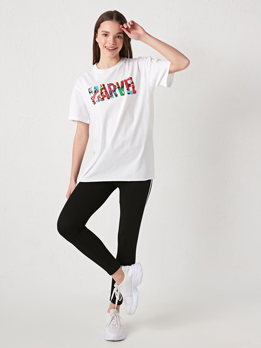 Crew Neck Marvel Printed Short Sleeve Cotton Women's T-Shirt-2