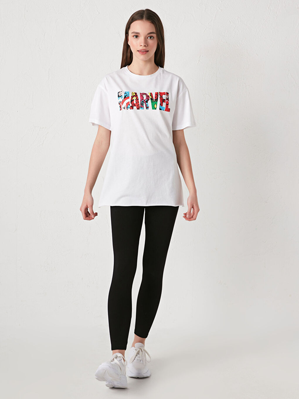 Crew Neck Marvel Printed Short Sleeve Cotton Women's T-Shirt-3