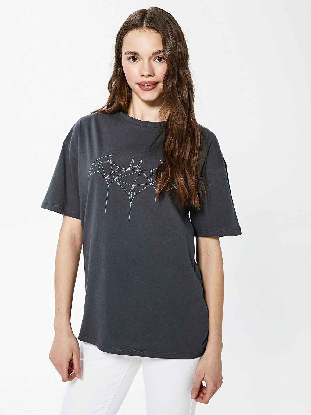 قميص نساء كول مدور باتمان مطبوع كم قصير قطن-1