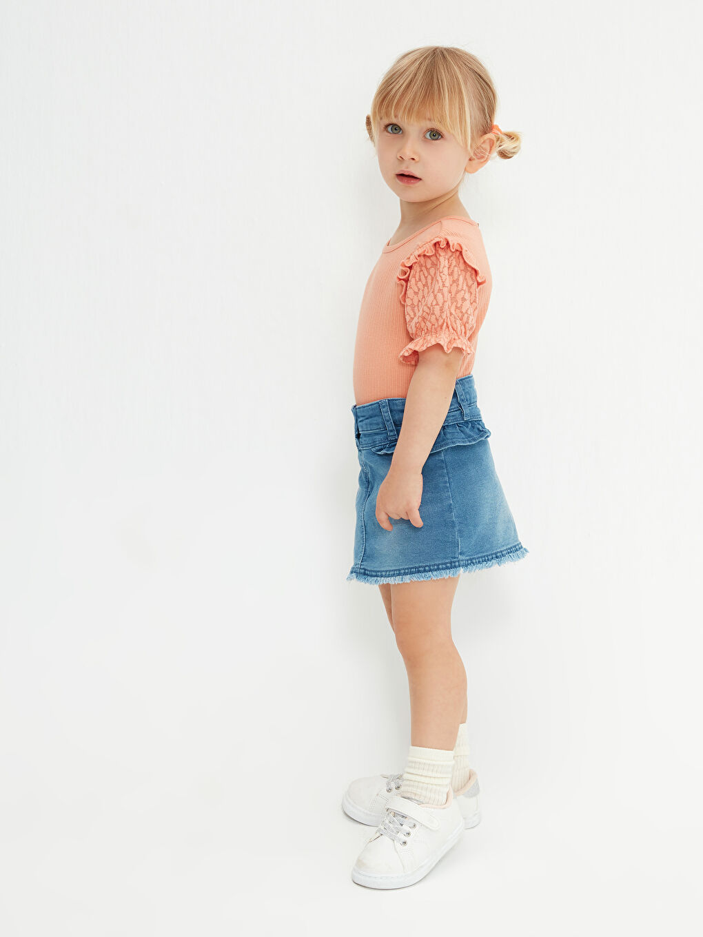 Mercan Bisiklet Yaka Kısa Kol Basic Kız Bebek Tişört-2