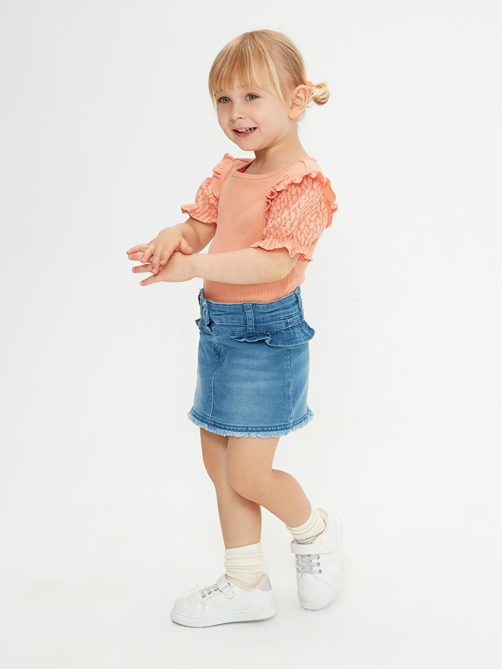 Mercan Bisiklet Yaka Kısa Kol Basic Kız Bebek Tişört