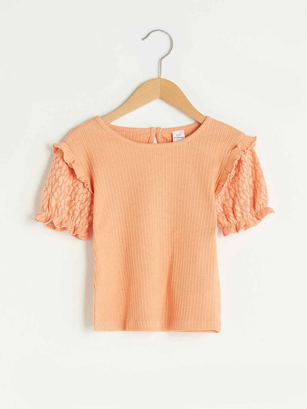 Mercan Bisiklet Yaka Kısa Kol Basic Kız Bebek Tişört-4