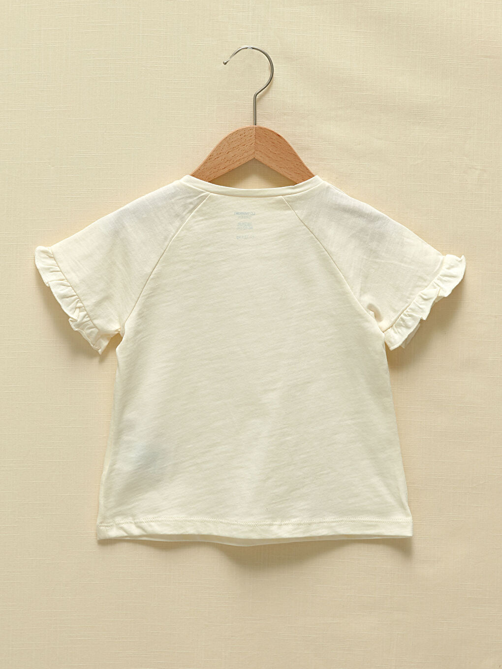 Ekru Bisiklet Yaka Kısa Kol Basic Kız Bebek Bluz-2