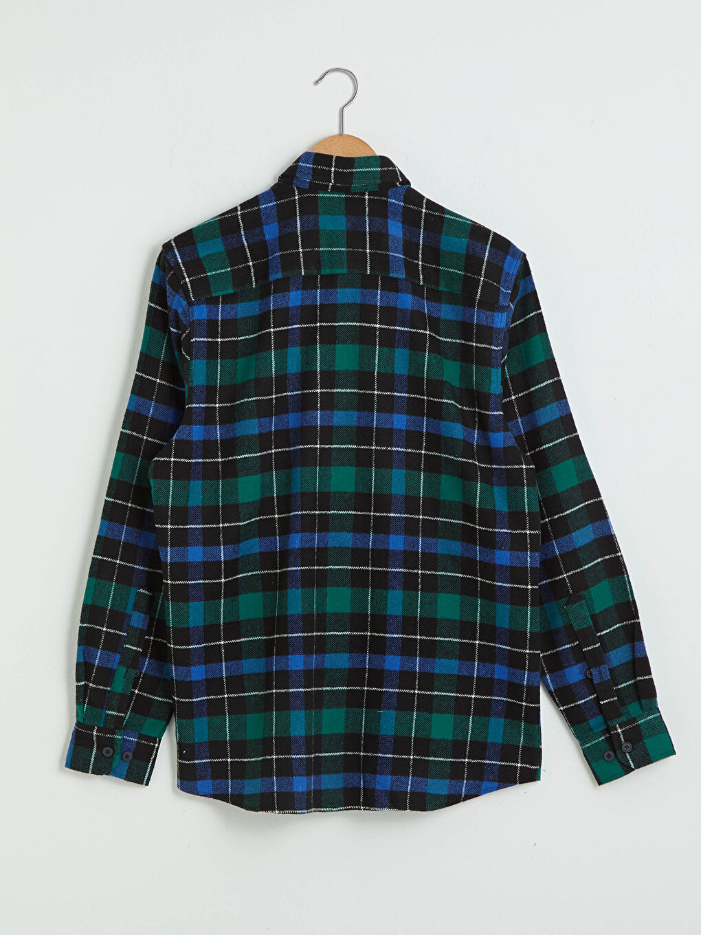 Yeşil Slim Fit Uzun Kollu Ekose Erkek Oduncu Gömlek-1