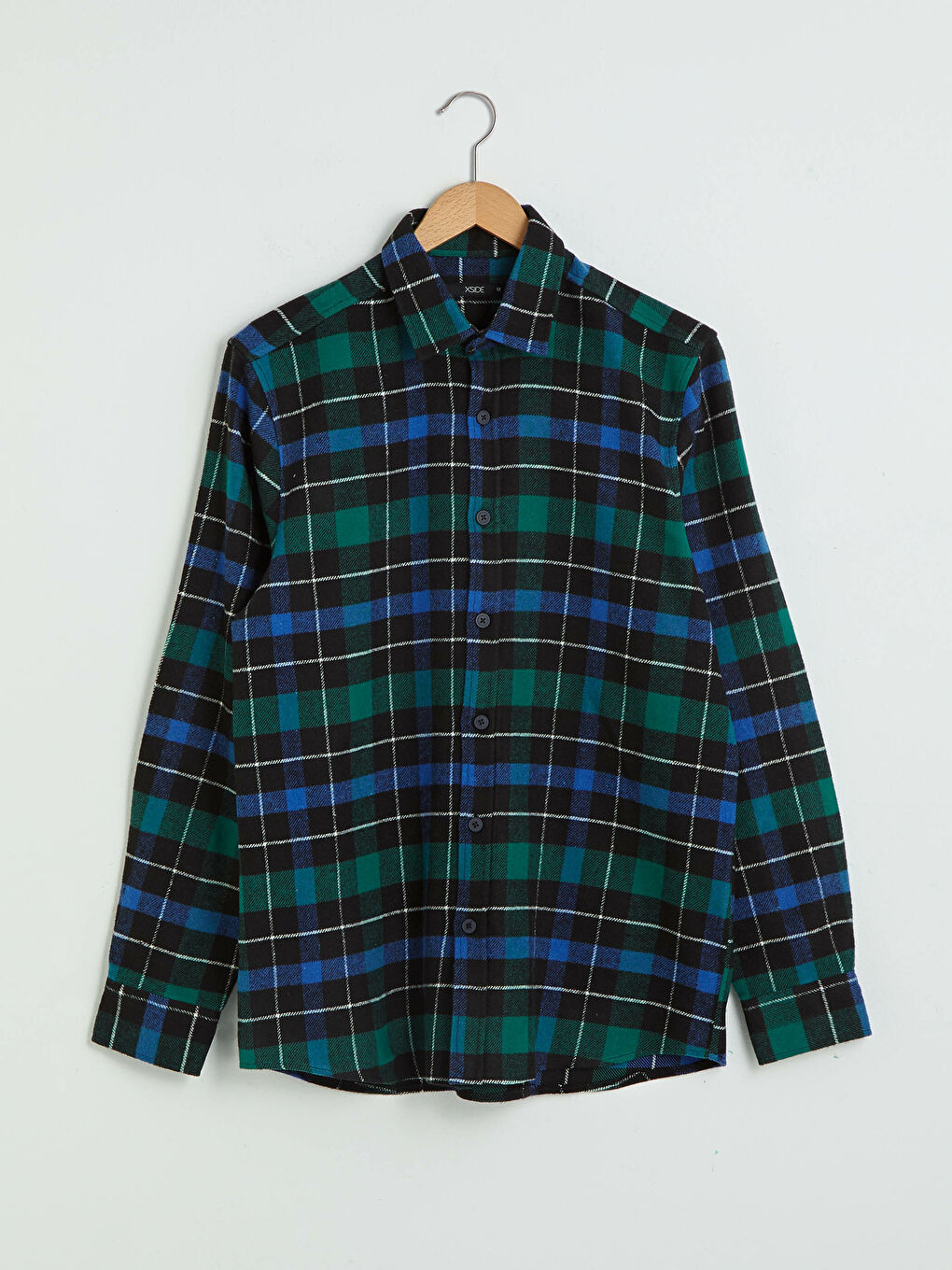 Yeşil Slim Fit Uzun Kollu Ekose Erkek Oduncu Gömlek