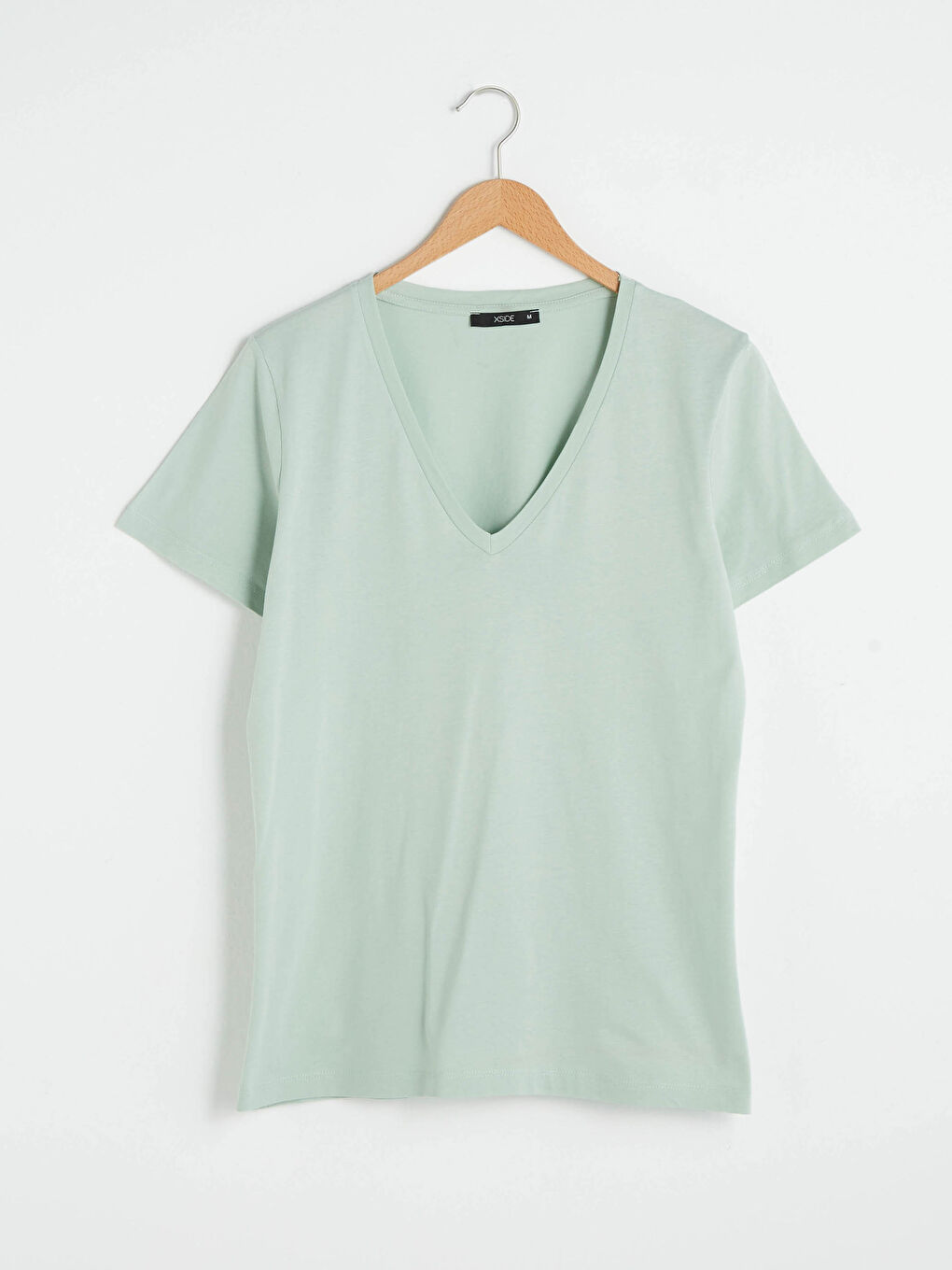 V Neck Plain Cotton Women T-Shirt-6
