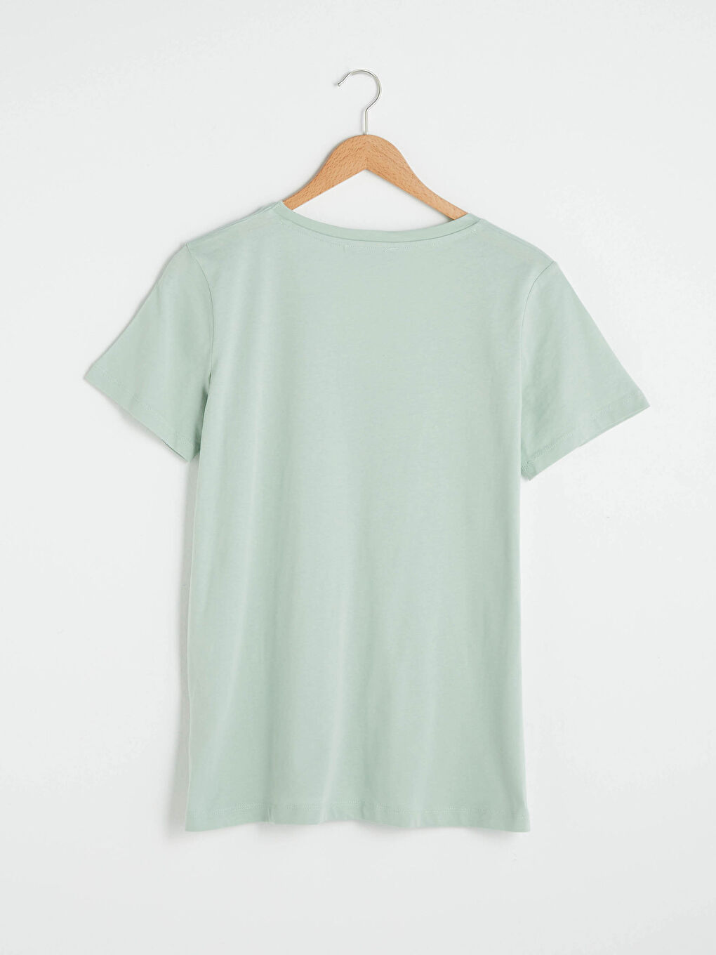 V Neck Plain Cotton Women T-Shirt-8
