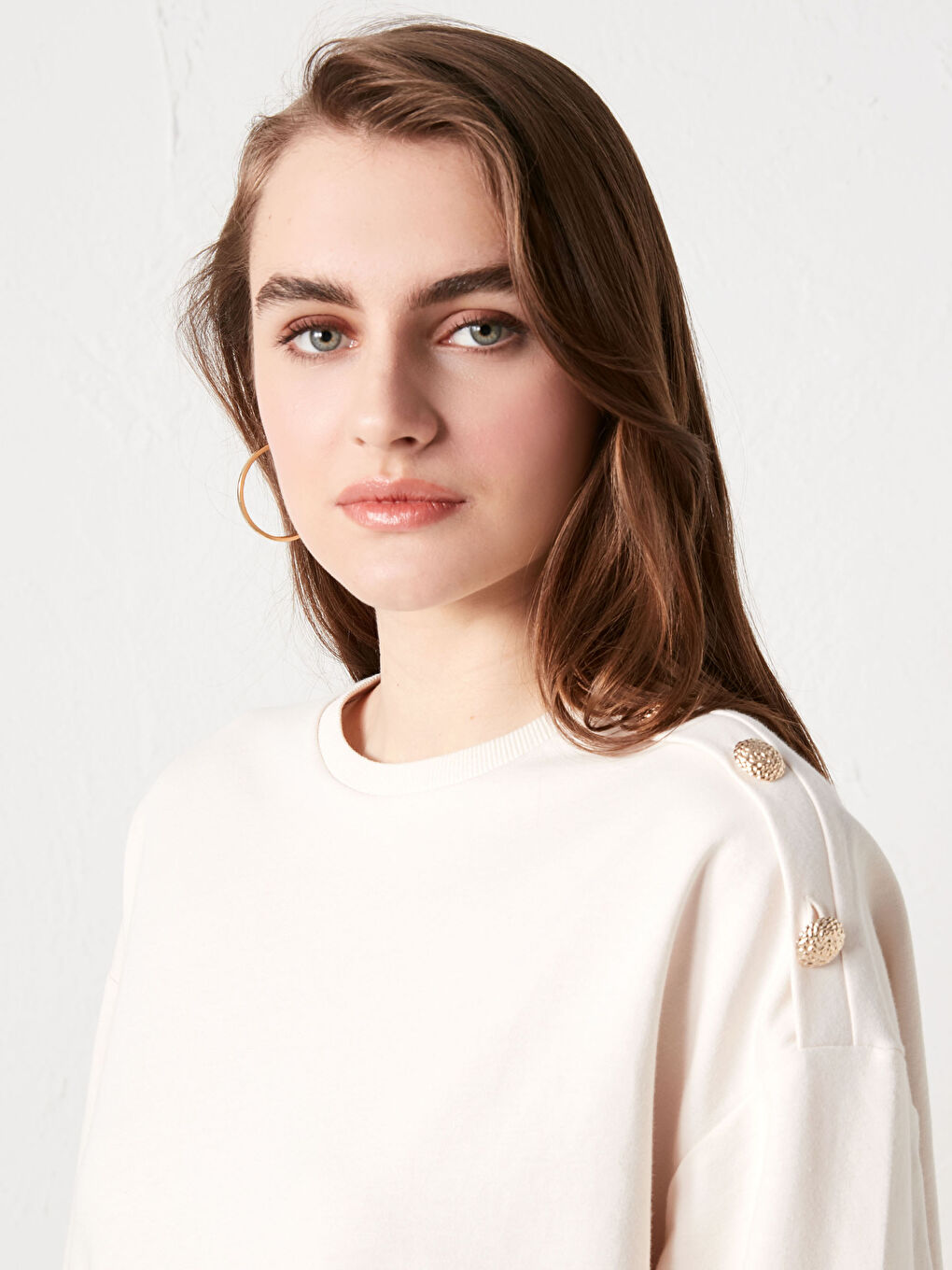 Siyah Bisiklet Yaka Düz Uzun Kollu Kadın Sweatshirt Tunik-8