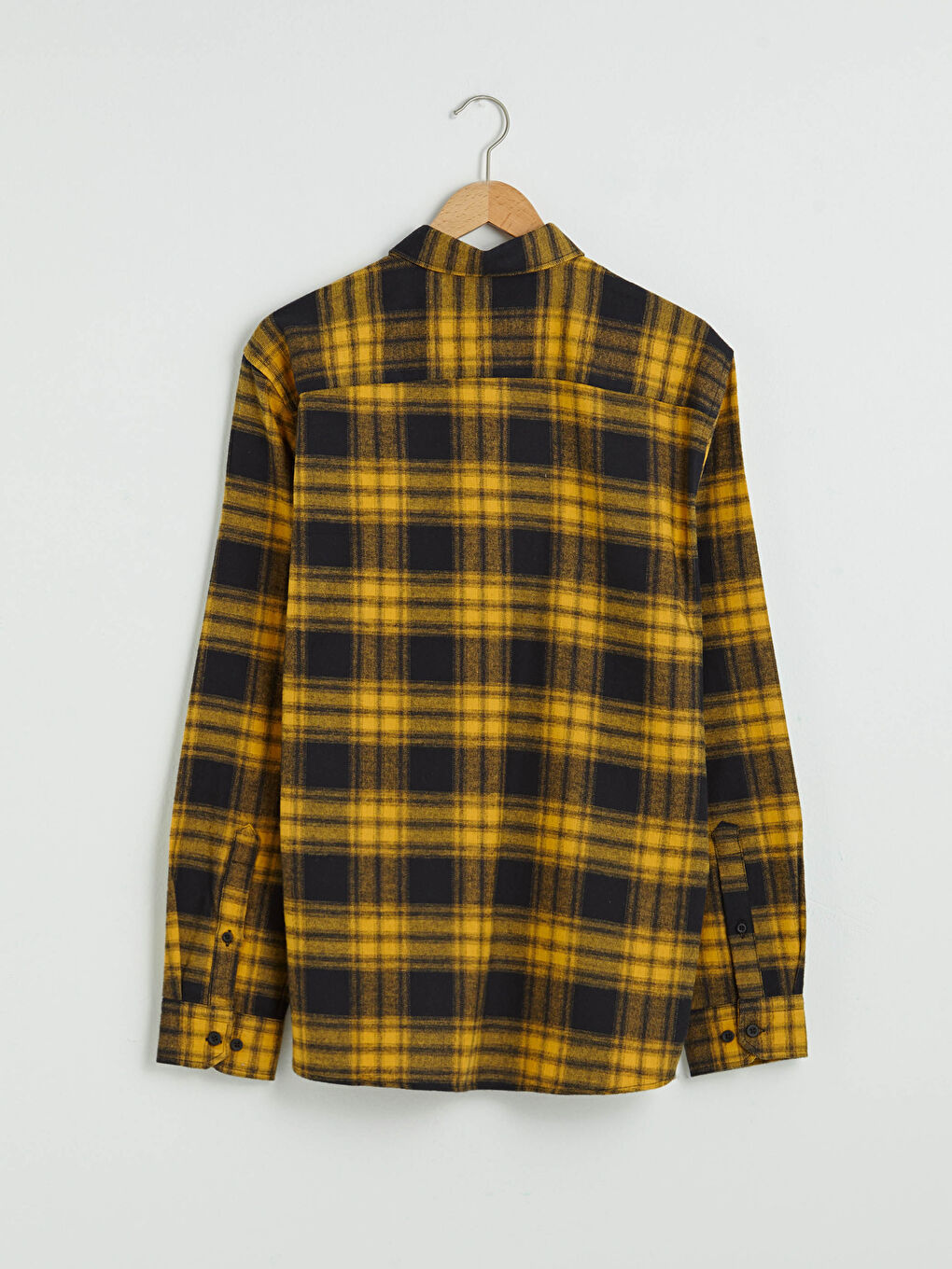 قميص فلانيل كاروهات كم طويل رفيع للرجال-6