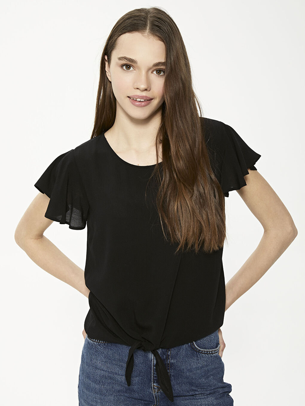 Crew Neck Straight Short Sleeve Viscose Women Blouse