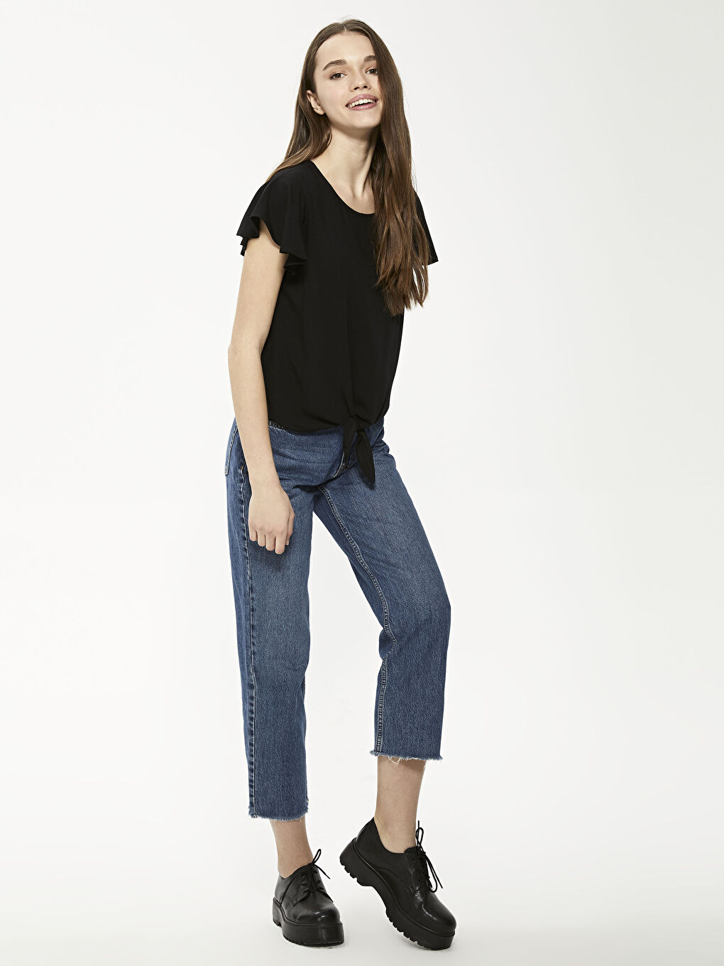 Crew Neck Straight Short Sleeve Viscose Women Blouse-2