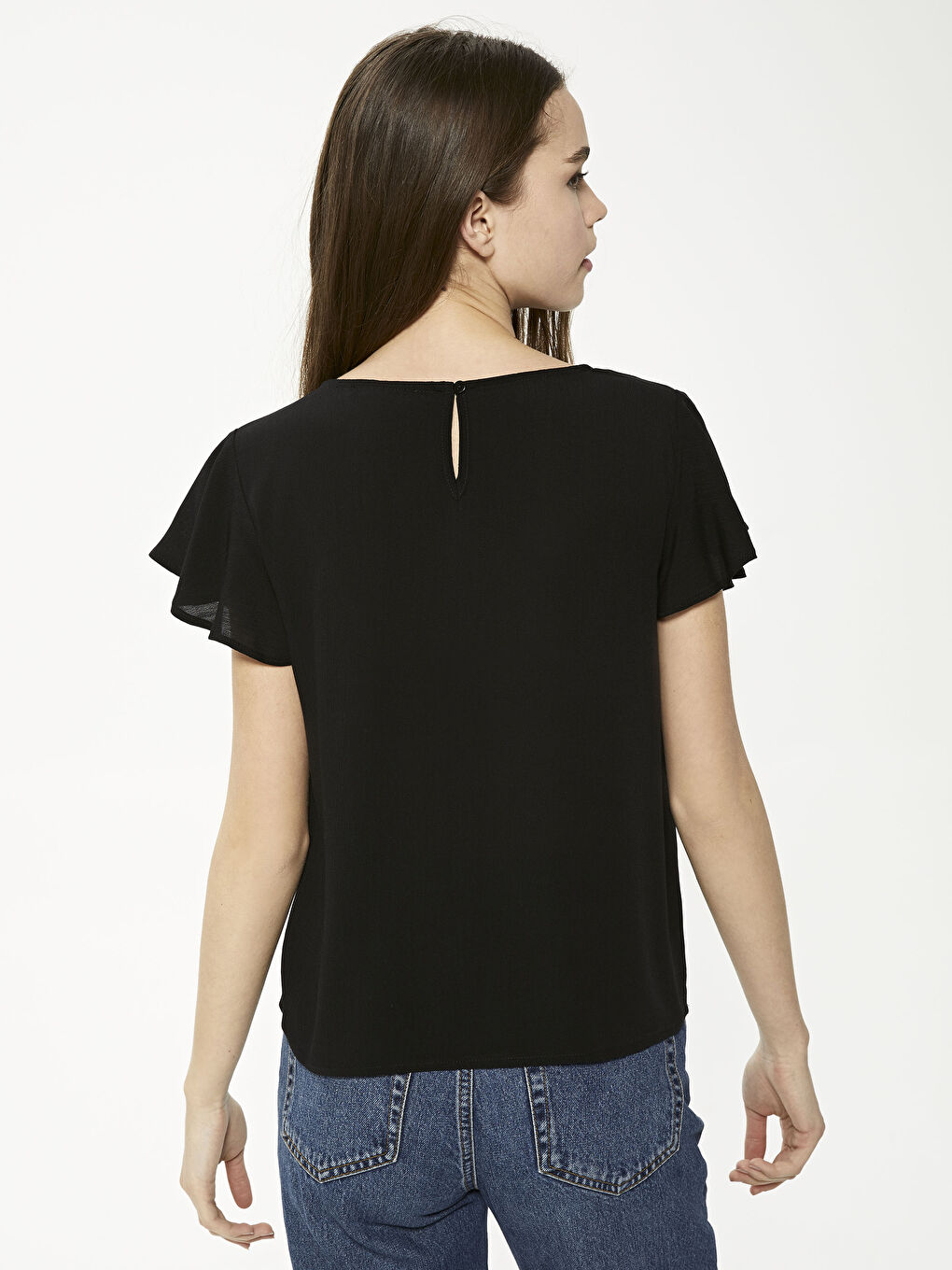 Crew Neck Straight Short Sleeve Viscose Women Blouse-4