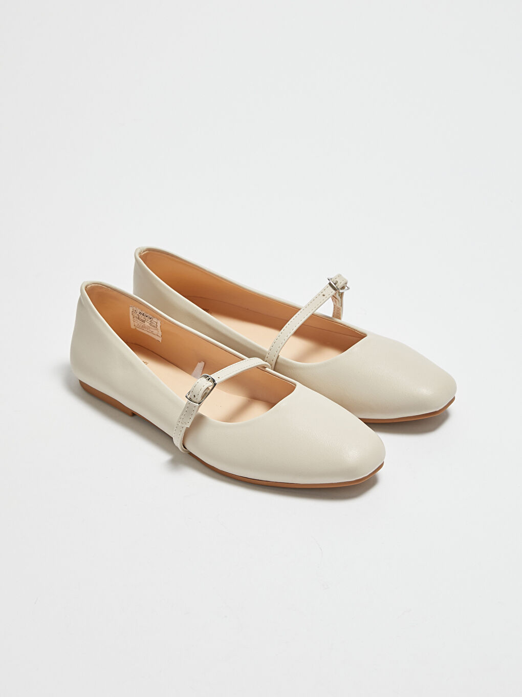 Bej Kadın Deri Görünümlü Babet Ayakkabı