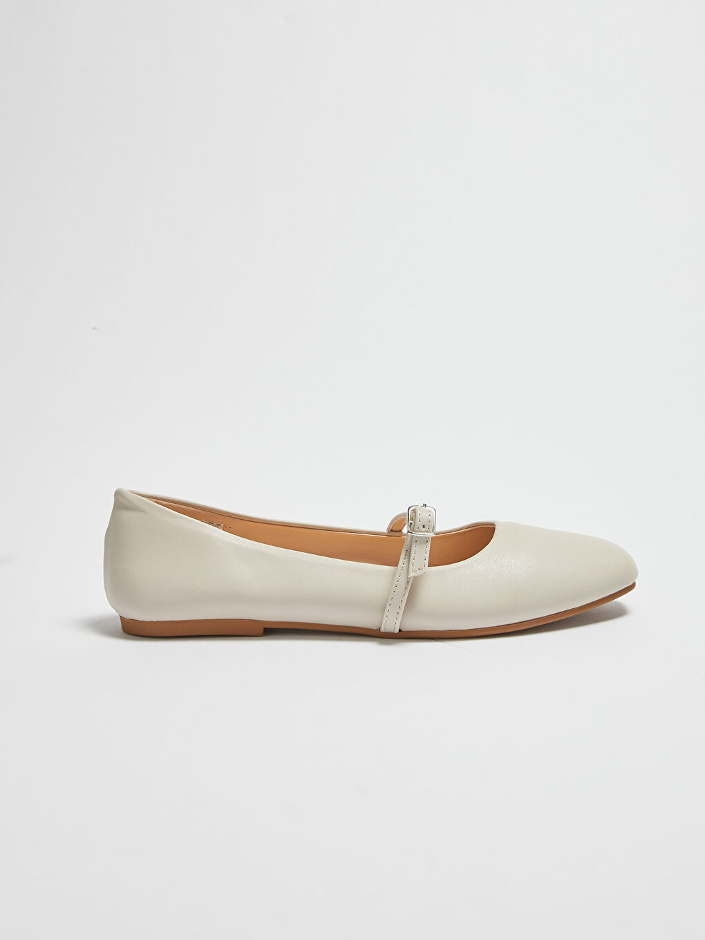 Bej Kadın Deri Görünümlü Babet Ayakkabı-1