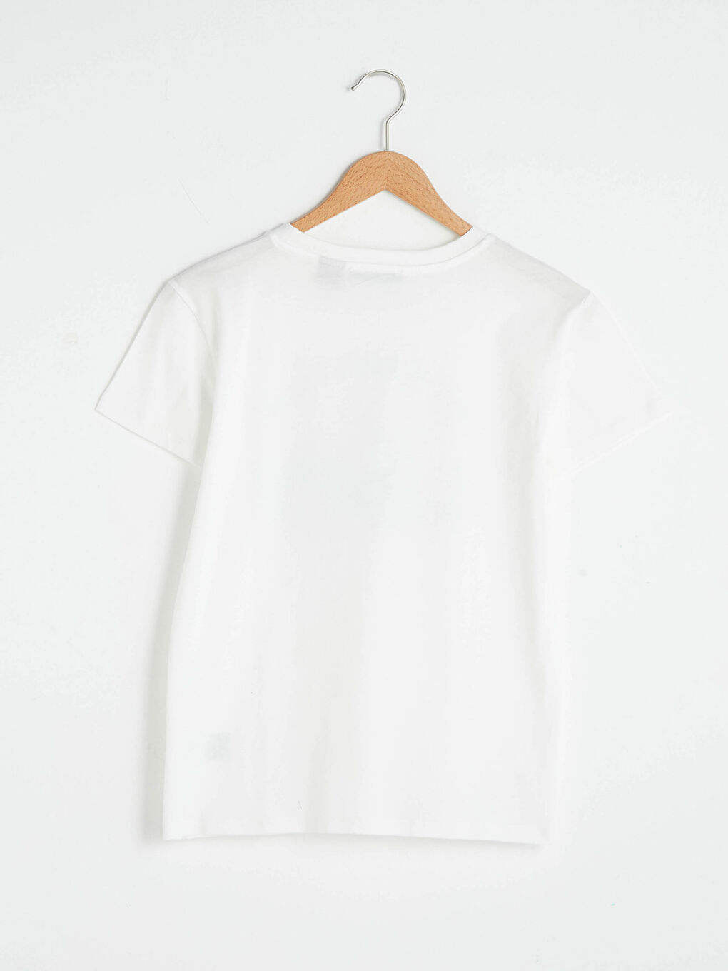 Ekru Bisiklet Yaka Snoopy Baskılı Kısa Kollu Pamuklu Kadın Tişört-12