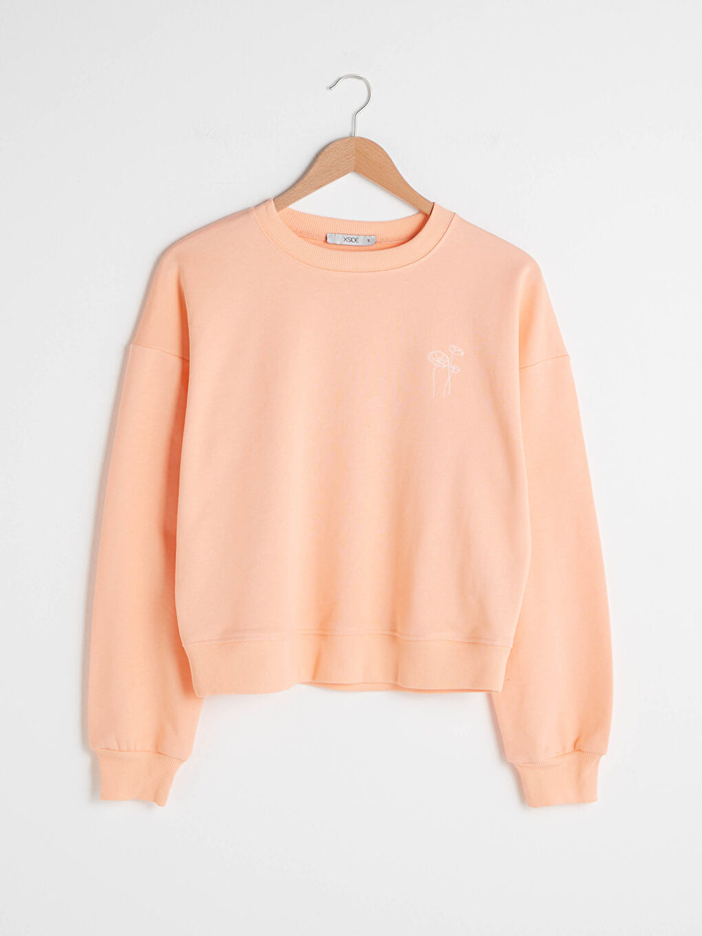 Mercan Bisiklet Yaka Nakışlı Uzun Kollu Kadın Sweatshirt-7