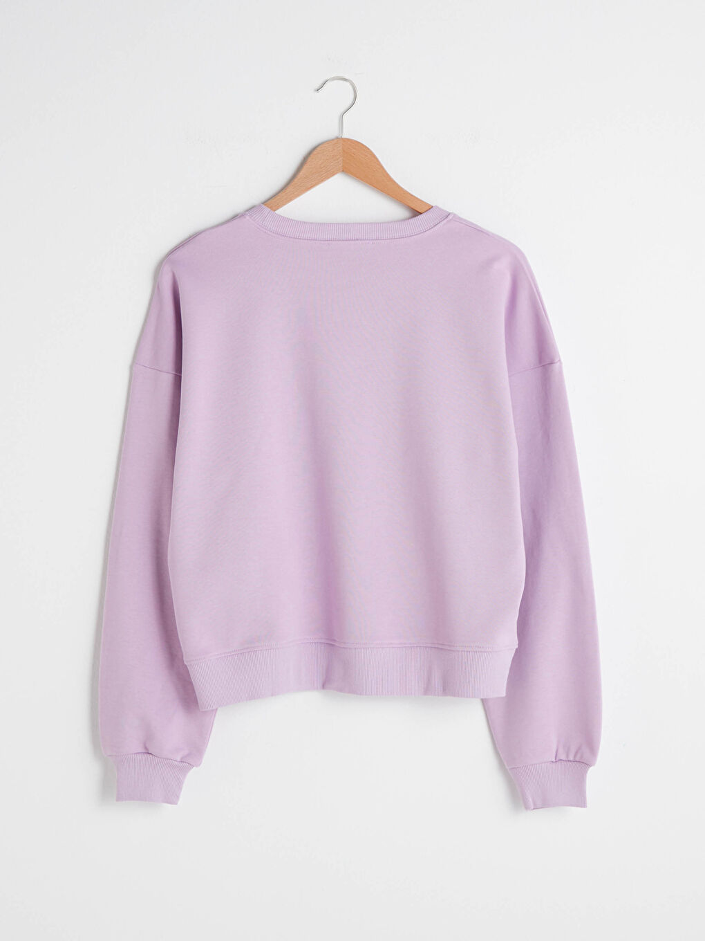 Lila Bisiklet Yaka Nakışlı Uzun Kollu Kadın Sweatshirt-7