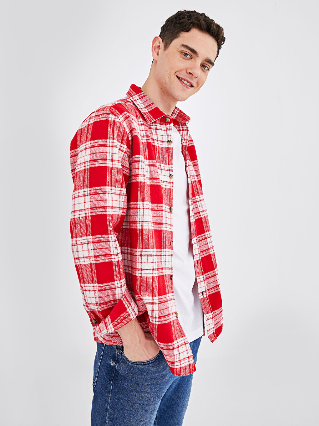 XSIDE Slim Fit Long Sleeve Plaid Men's Flannel Shirt - S1DR64Z8