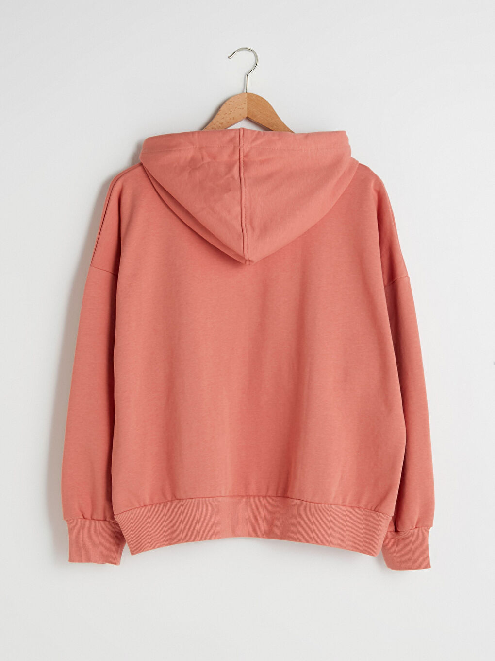 Pembe Nakışlı Uzun Kollu Oversize Kadın Hoodie-8