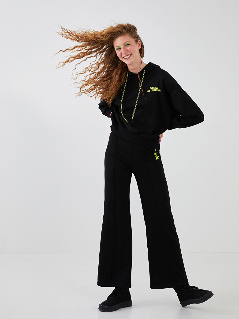 XSIDE Waist Rubber Slogan Printed Baggy Leg Women Jogger Tracksuit Bottoms -S1DR67Z8-CVL