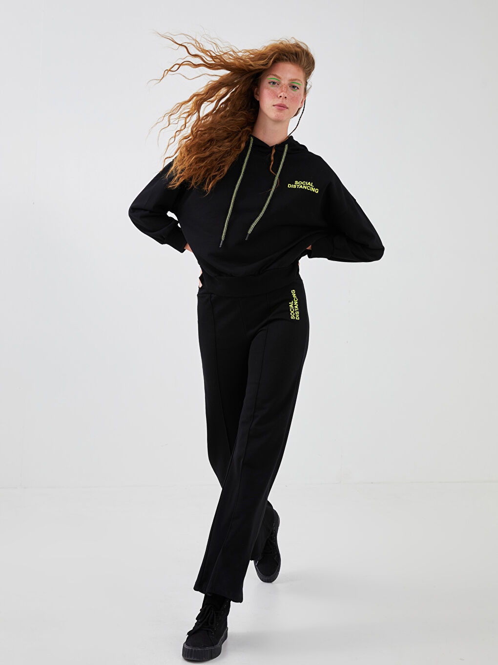 XSIDE Waist Rubber Slogan Printed Baggy Leg Women Jogger Tracksuit Bottoms -S1DR67Z8-CVL