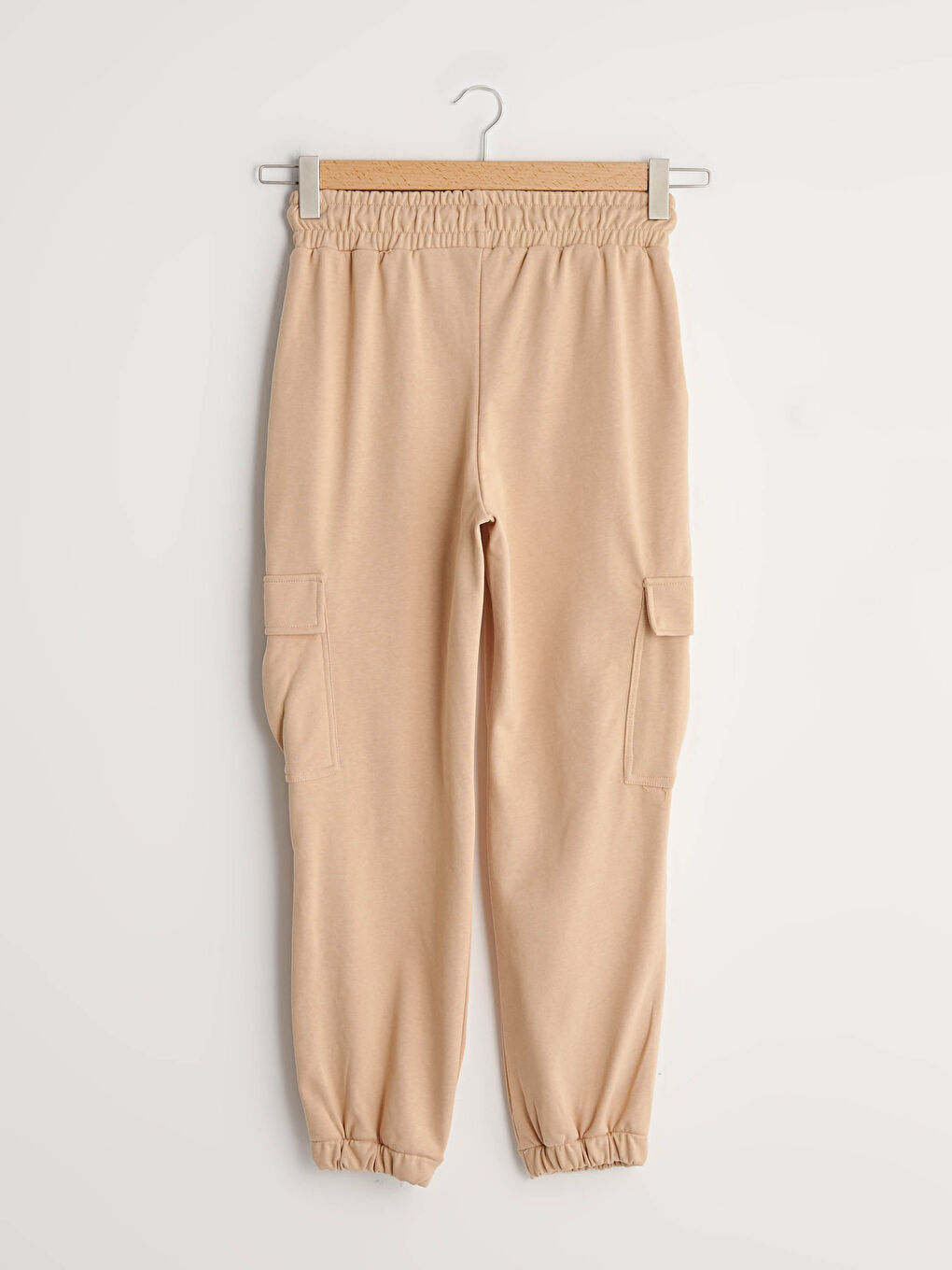 Bej Beli Lastikli Cep Detaylı Kadın Jogger Eşofman Altı-12