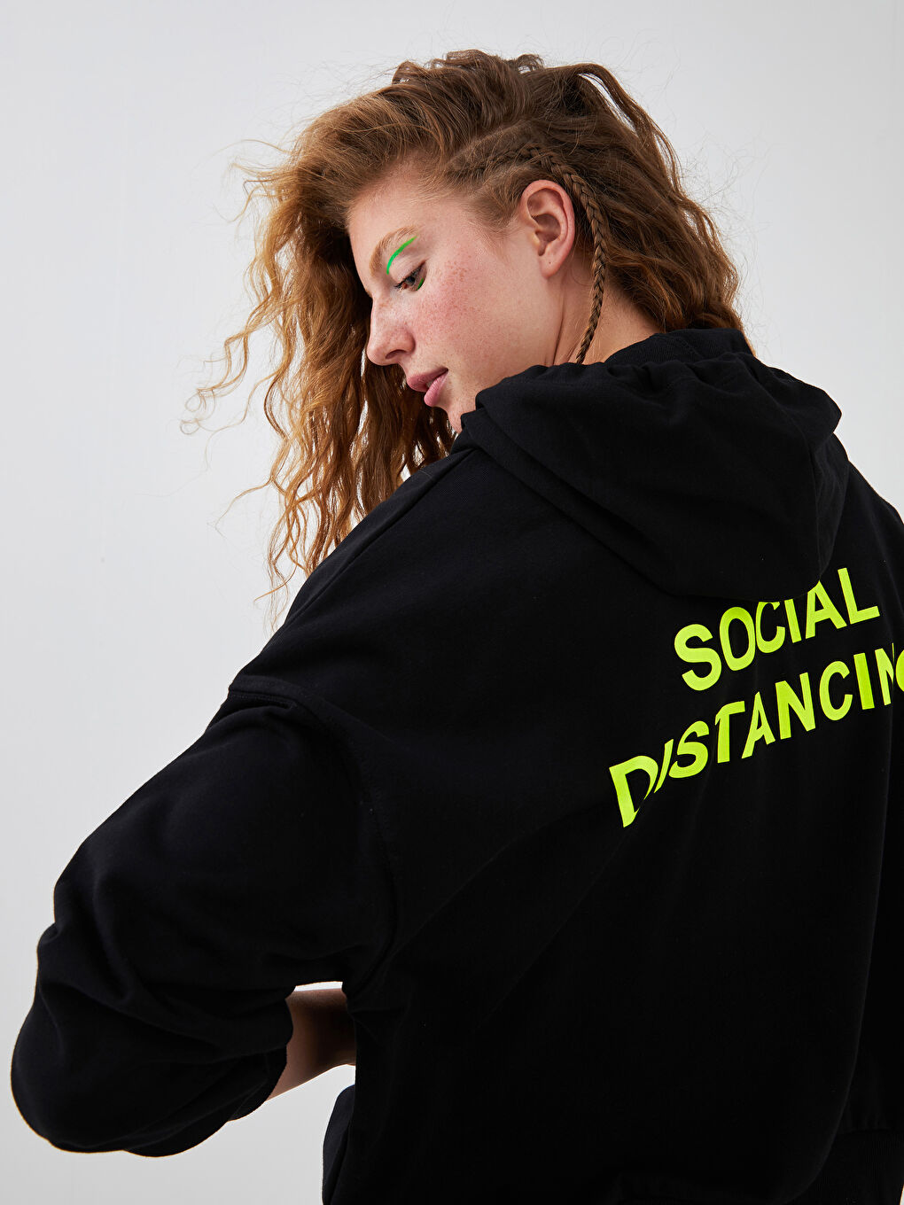 Slogan Printed Long-Sleeve Oversized Women's Hoodie-2