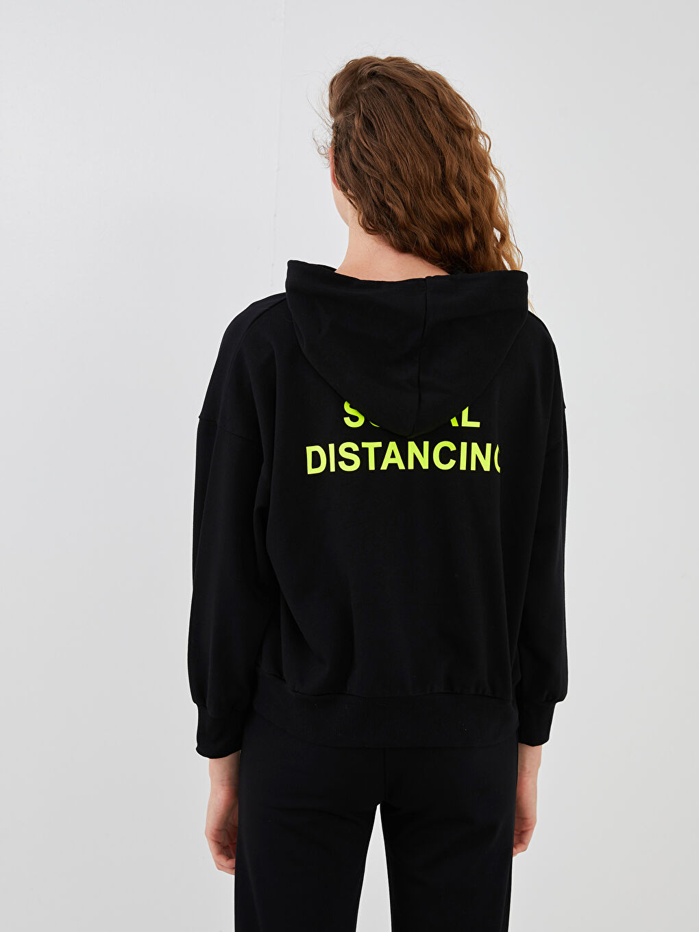 Slogan Printed Long-Sleeve Oversized Women's Hoodie-5