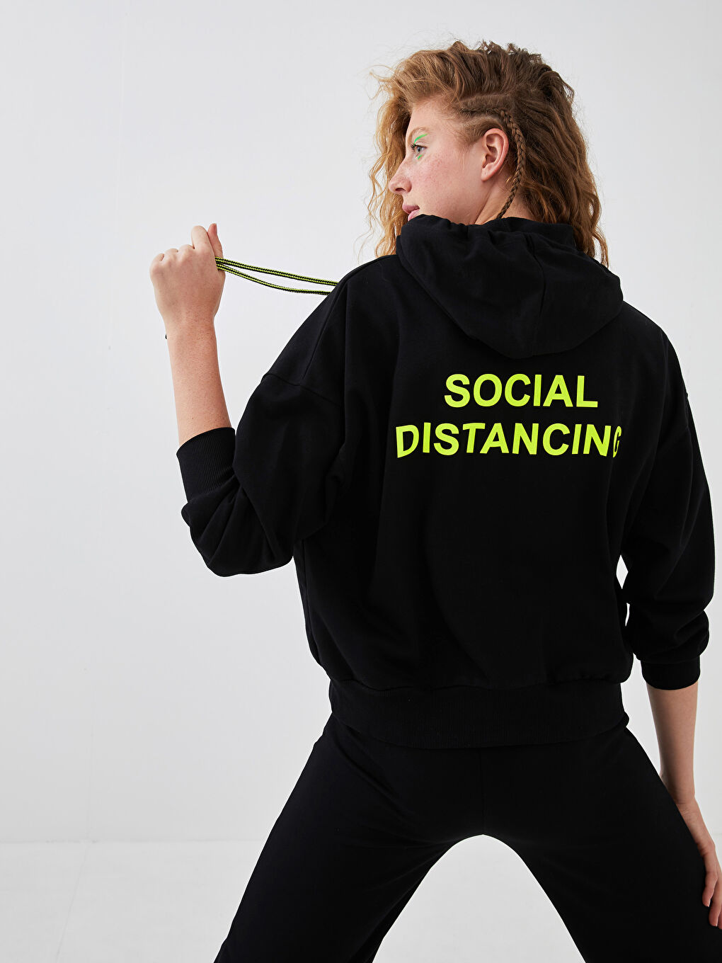 Slogan Printed Long-Sleeve Oversized Women's Hoodie-6