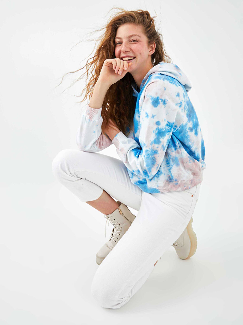 Hanorac cu Mânecă Lungă pentru Femei cu Model Tie-Dye-5